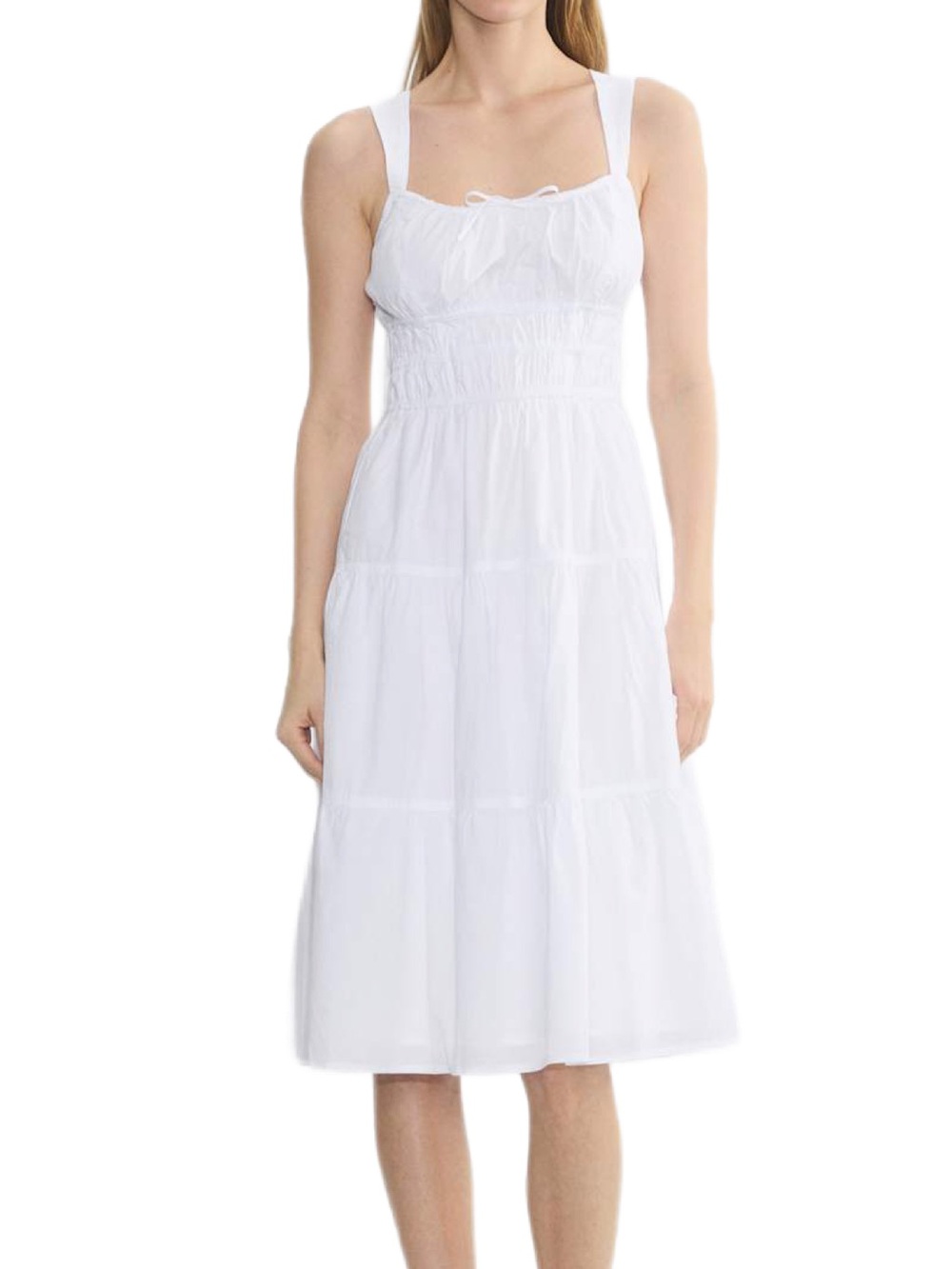 Sunday Best White Martine Poplin Midi Dress Size X Small